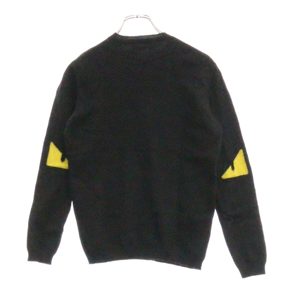 FENDI(フェンディ) Elbow Patch Sweater エルボー ロゴ ニットセーター ブラック FZZ333 A050