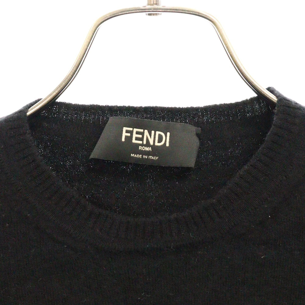 FENDI(フェンディ) Elbow Patch Sweater エルボー ロゴ ニットセーター ブラック FZZ333 A050