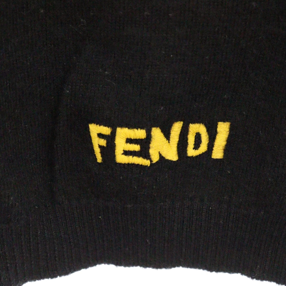 FENDI(フェンディ) Elbow Patch Sweater エルボー ロゴ ニットセーター ブラック FZZ333 A050