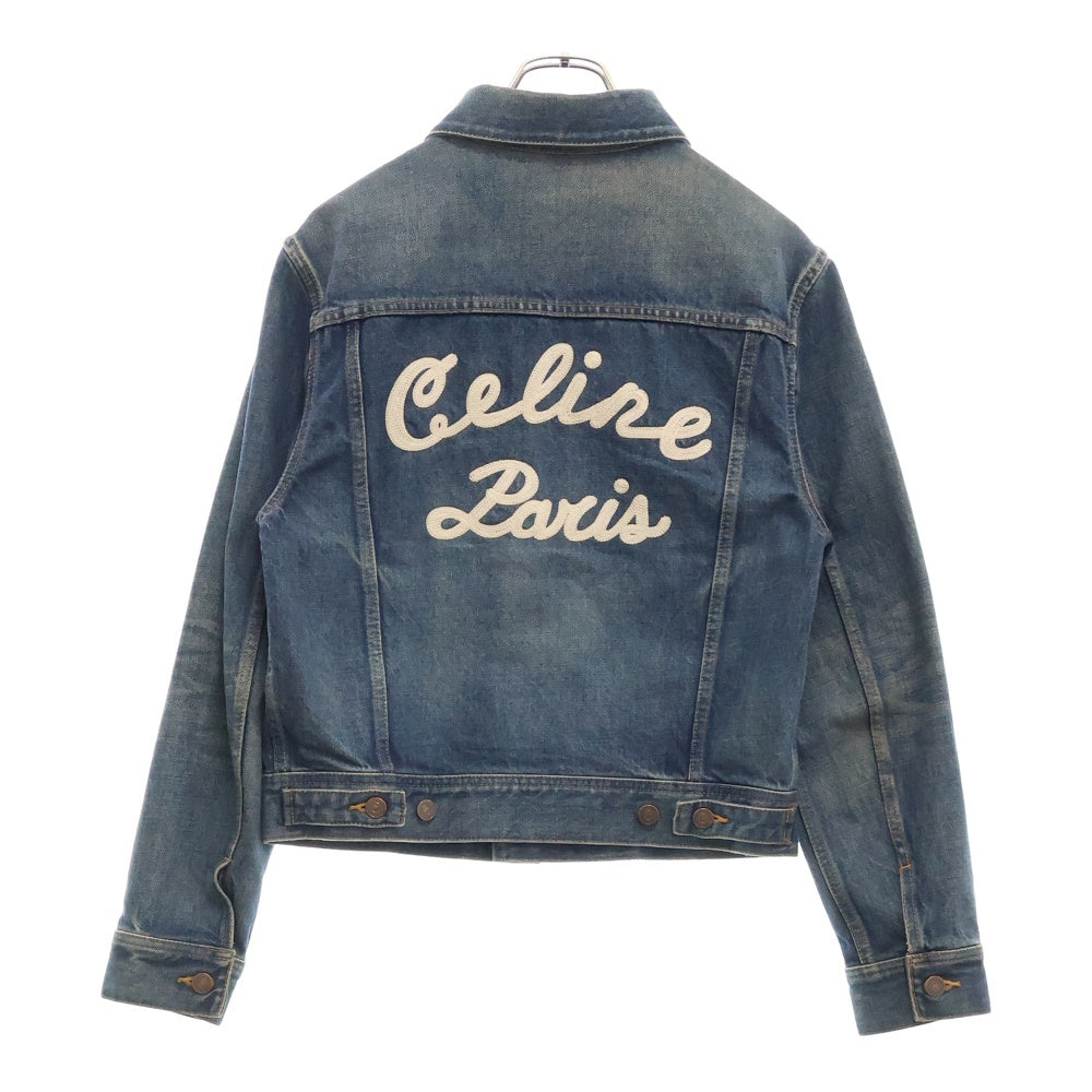 CELINE(セリーヌ) 20AW バックロゴ刺繍 ダークユニオンウォッシュデニムジャケット インディゴ