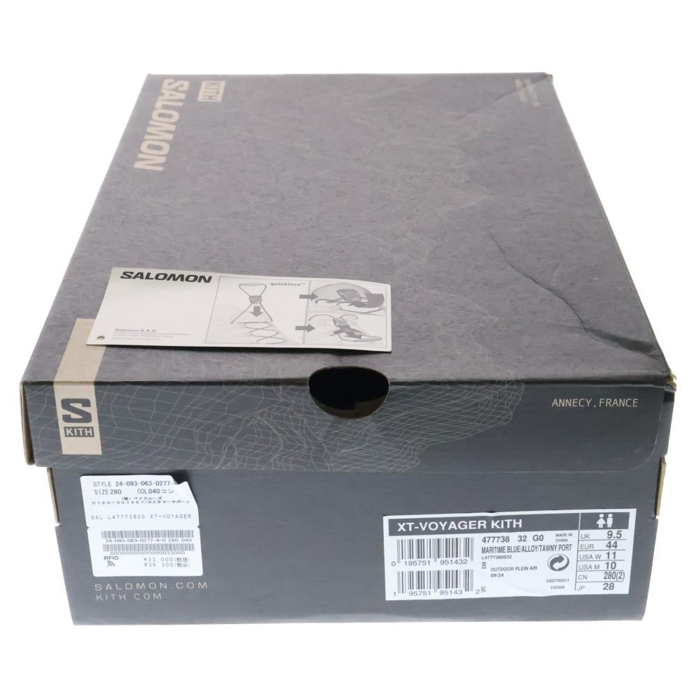 SALOMON(サロモン) ×KITH XT-4K 477738 ジップローカットスニーカー シューズ ネイビー US10/28.0cm