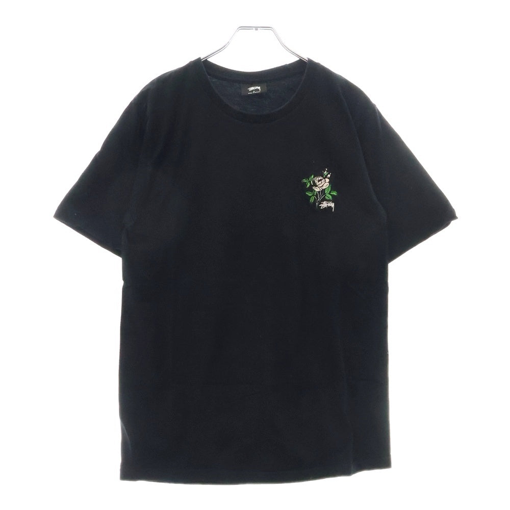 STUSSY(ステューシー) エンブロイダリーロゴデザイン 半袖Tシャツ ブラック