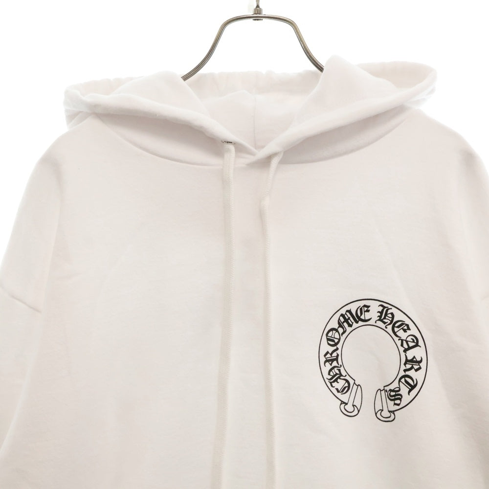CHROME HEARTS(クロムハーツ) HORSESHOE PULLOVER HOODIE ホースシュープリント アームフローラル スウェットプルオーバーパーカー ホワイト
