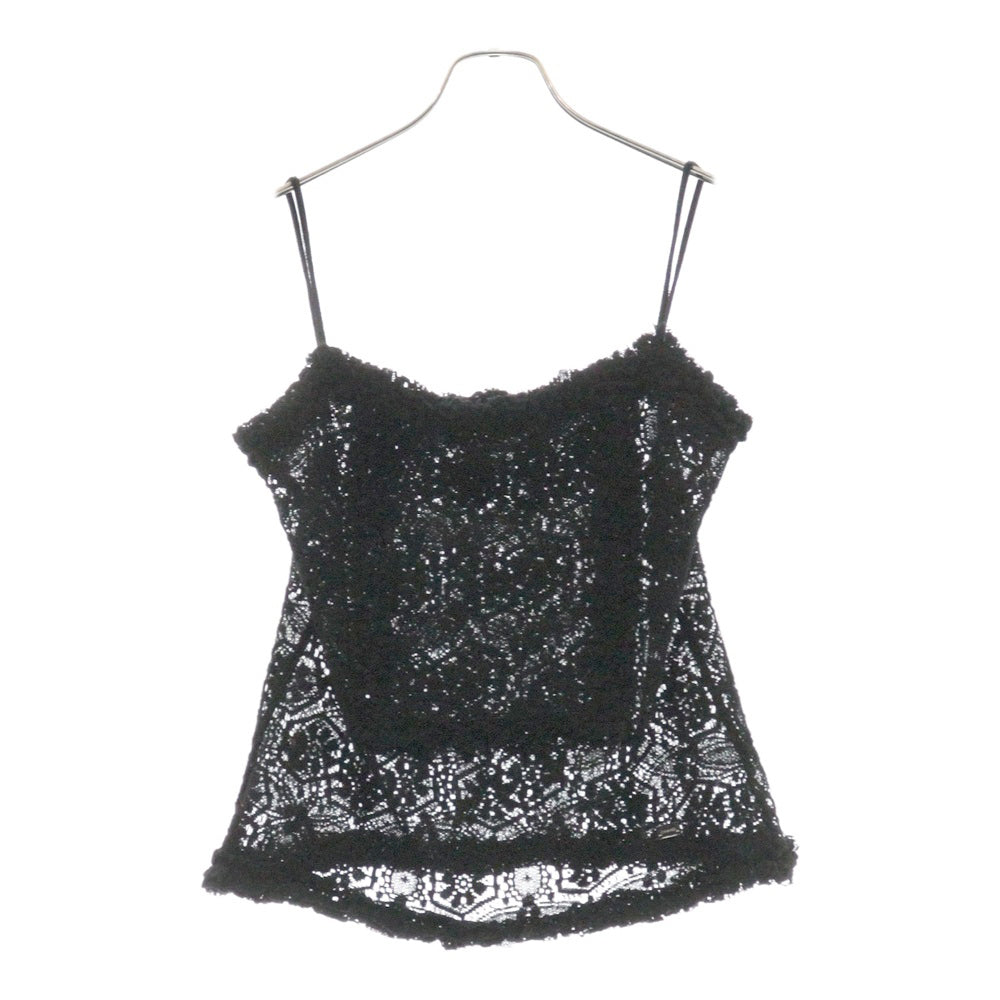 CHANEL(シャネル) 04A ロゴメタル付 レース刺繍 キャミソール カットソー レディース ブラック P24544