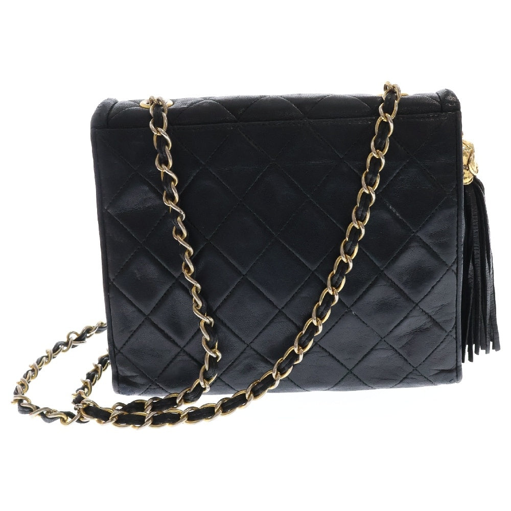 CHANEL(シャネル) ラムスキン ダブルフラップ フリンジショルダーバッグ 13番代 レディース ブラック