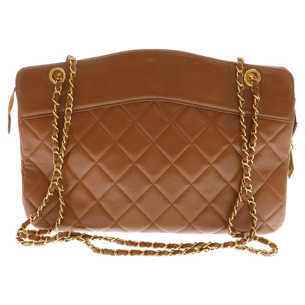 CHANEL(シャネル) マトラッセ38 ココマークホルダー ゴールド金具 チェーンショルダーバッグ キャメル 1番台 レディース