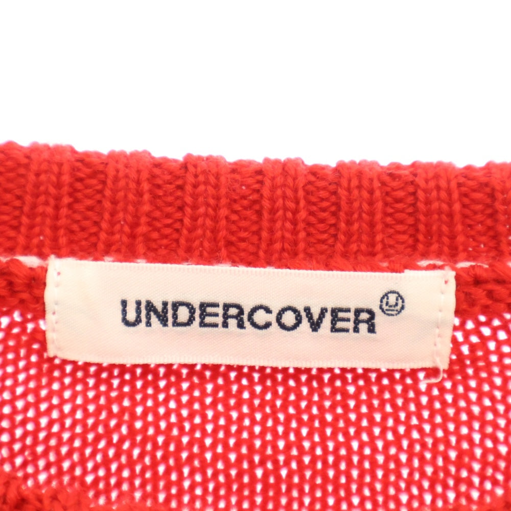 UNDERCOVER(アンダーカバー) フロントプリント クルーネック ニット セーター レッド UP2C4902