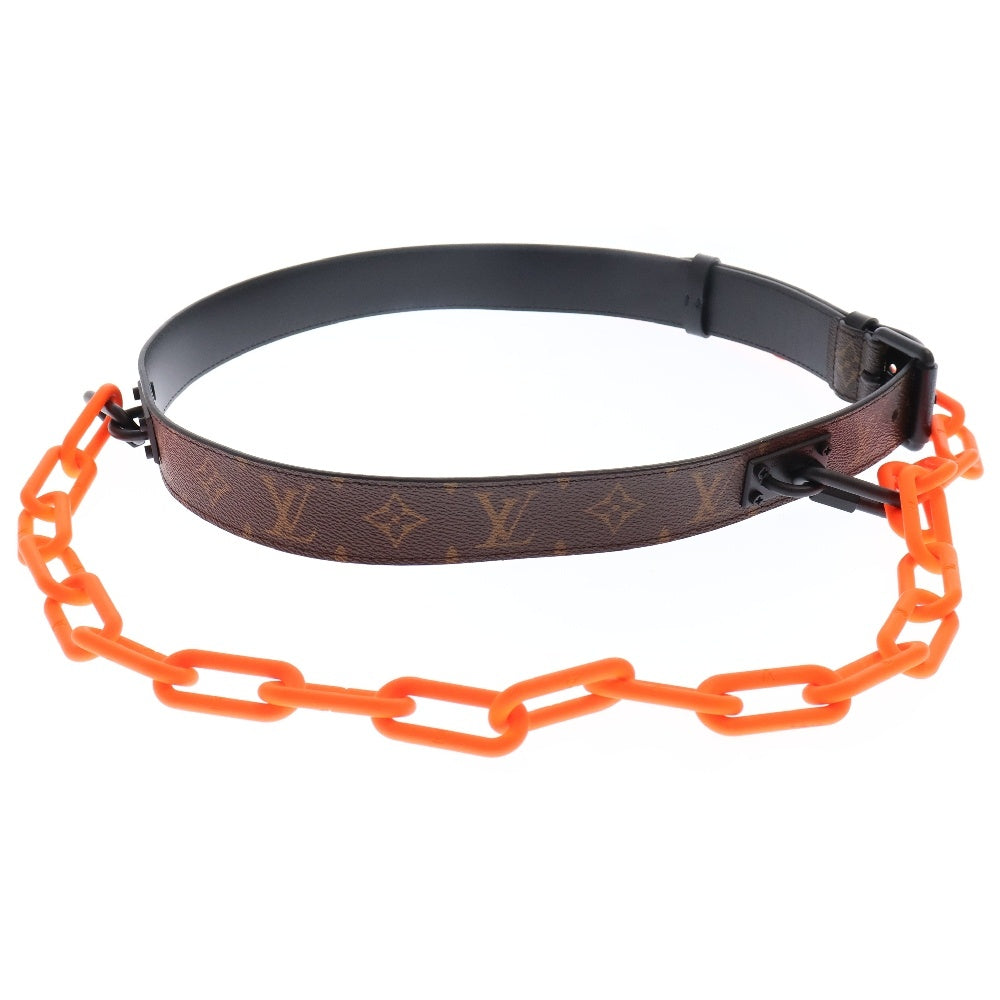 LOUIS VUITTON(ルイヴィトン) 19SS MP228 モノグラムサンチュールシグネチャー チェーン付き レザーベルト ブラウン