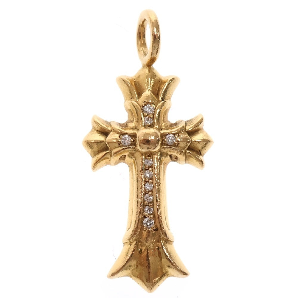 CHROME HEARTS(クロムハーツ) 22K DBL CH CRS P/DIA ダブルCHクロスチャーム PAVEダイヤ ペンダントトップ ゴールド BCA029