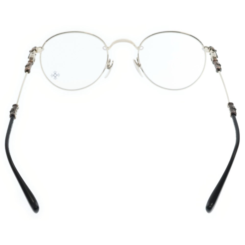 CHROME HEARTS(クロムハーツ) BUBBA-A クロステンプルメタルフレームラウンド眼鏡 シルバー/ブラック