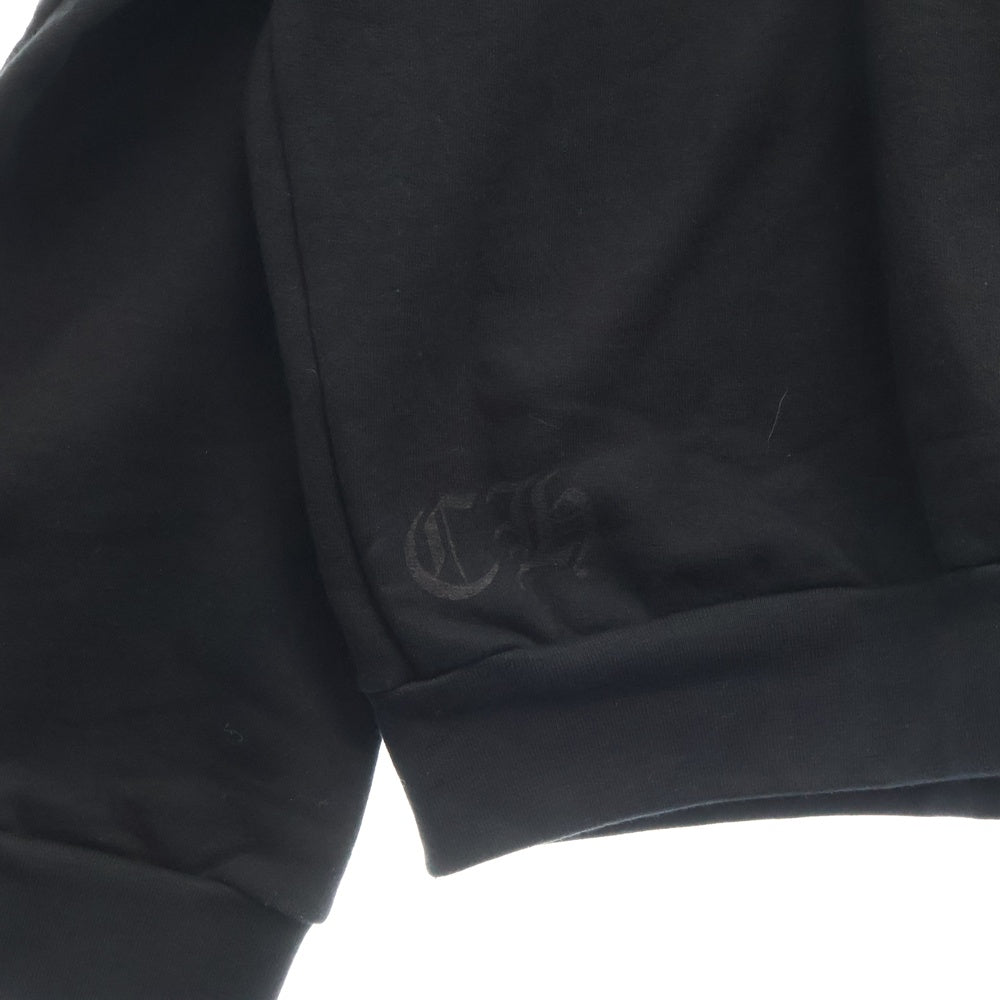 CHROME HEARTS(クロムハーツ) Horseshoe Crewneck Sweatshirt ホースシュープリント 袖フローラル クルーネックスウェットトレーナー ブラック