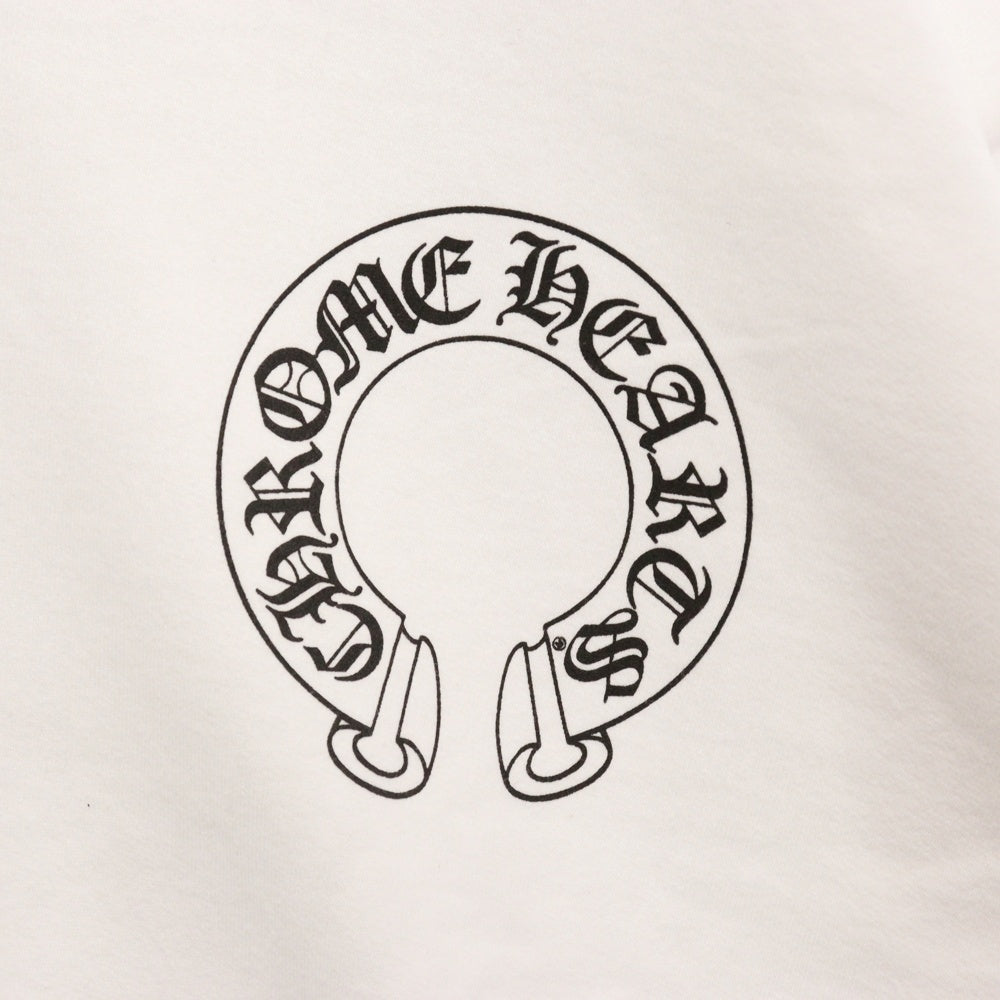 CHROME HEARTS(クロムハーツ) Horseshoe Crewneck Sweatshirt ホースシュープリント 袖フローラル クルーネックスウェットトレーナー ホワイト