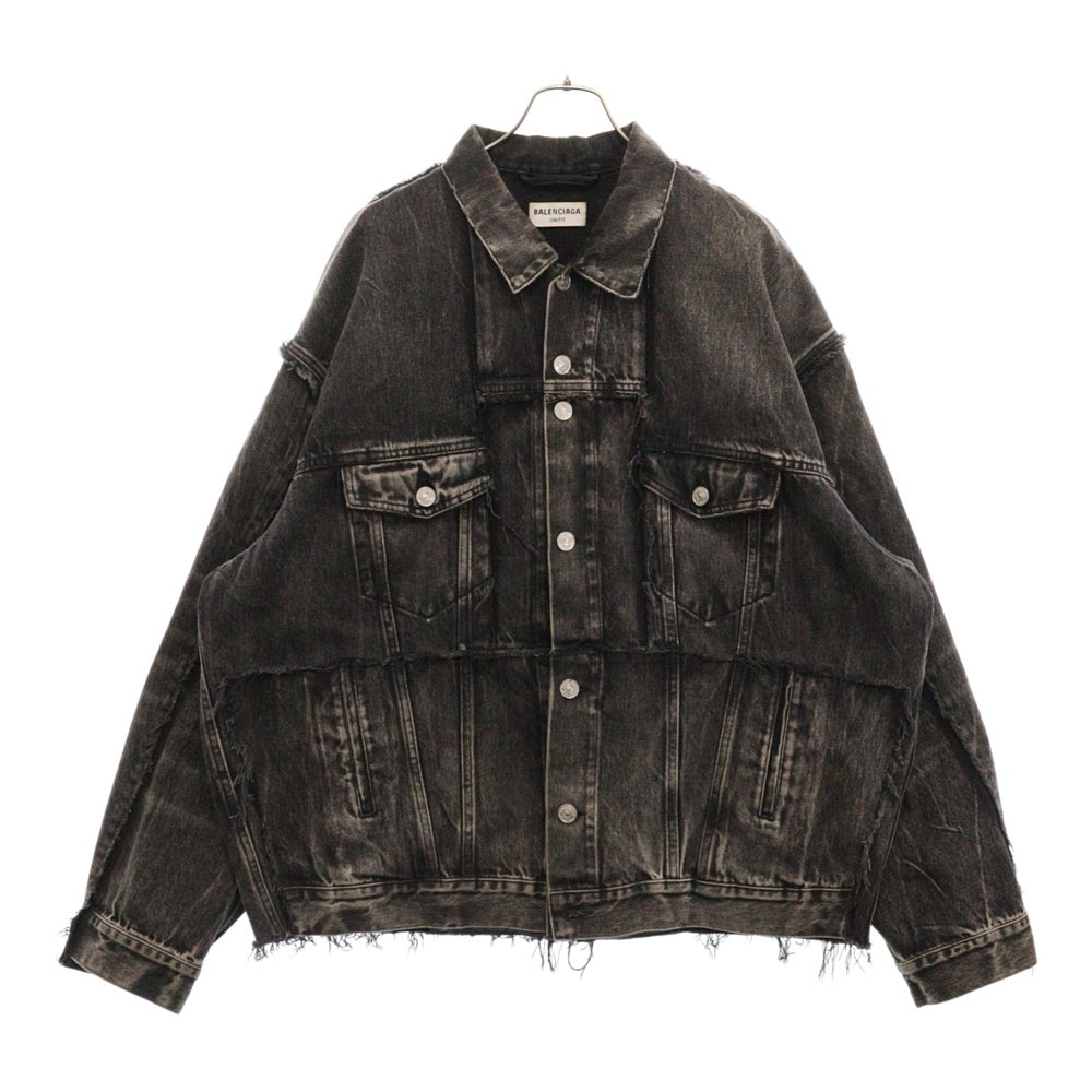 BALENCIAGA(バレンシアガ) 22AW Oversized Cut-up Denim Jacket オーバーサイズカットアップ デニムジャケット ブラック 697779 TBP47