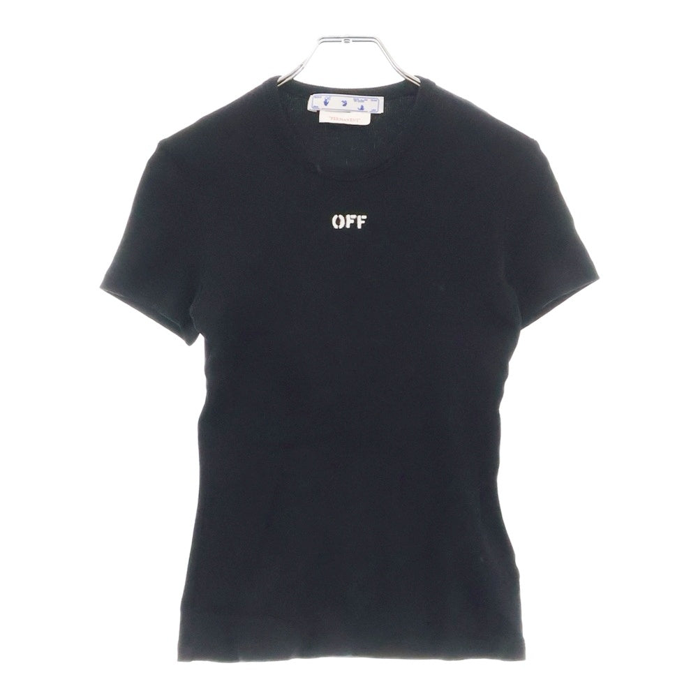 OFF-WHITE(オフホワイト) ロゴププリント 半袖リブニット Tシャツカットソー レディース OWAA065C99JER002 ブラック