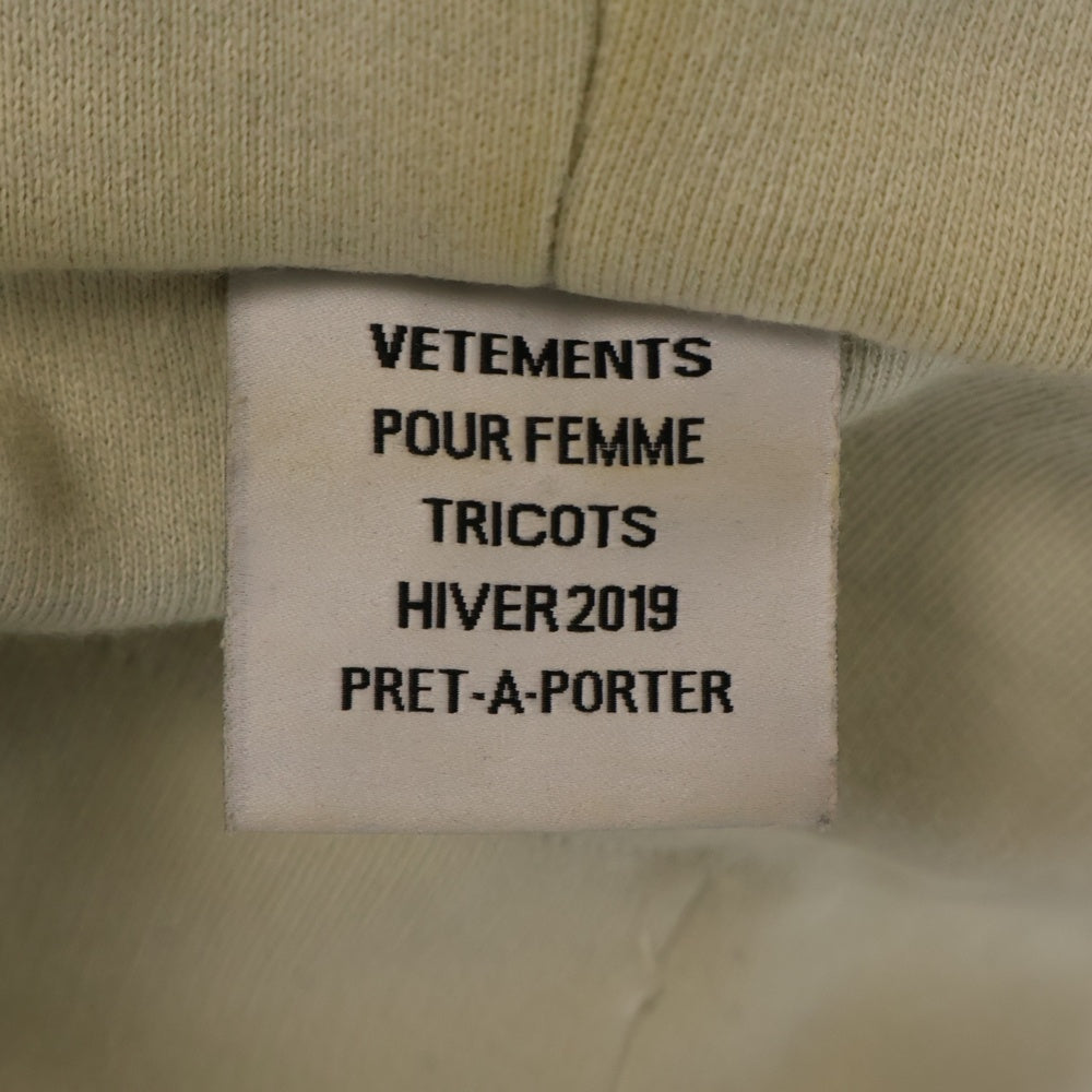 VETEMENTS(ヴェトモン) 19AW インサイドアウトプルオーバーパーカー フーディ グレー WAH19TR107