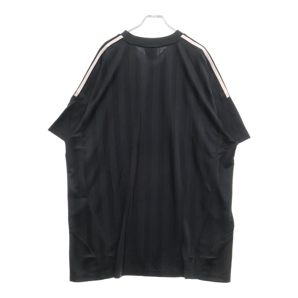 BALENCIAGA(バレンシアガ) 23SS ×Soccer Sporty Stripe Jersey アディダス ストライプVネック半袖サッカー Tシャツ カットソー ユニフォーム ブラック 723663 TNV13