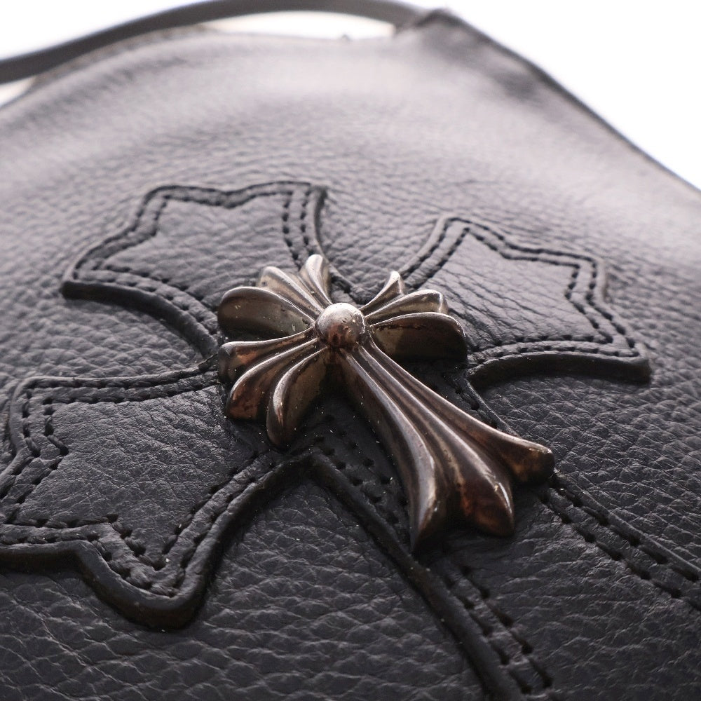 CHROME HEARTS(クロムハーツ) SQ PKT CH CROSS スクエアポケットCHクロス レザークロスパッチショルダーバッグ ブラック/シルバー