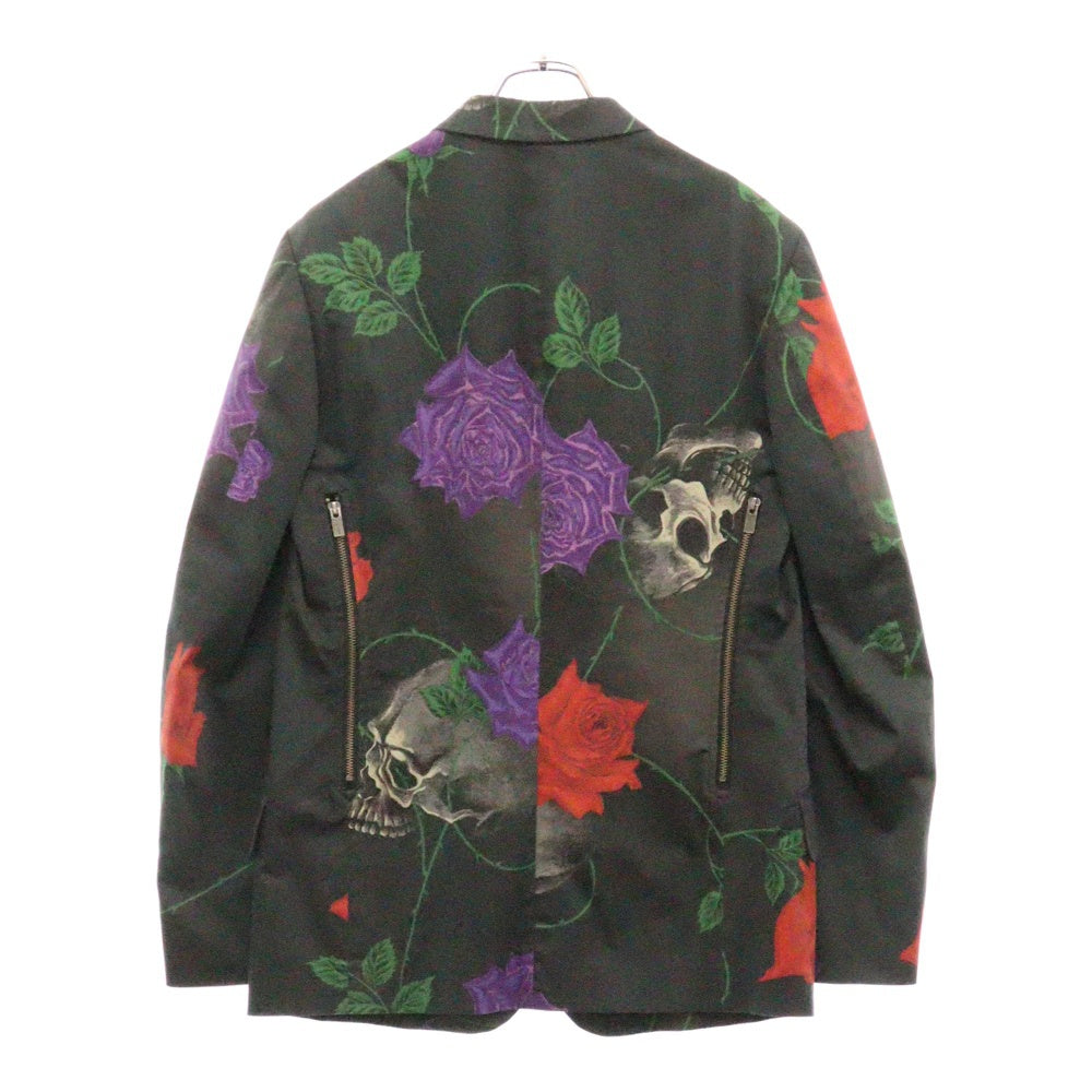 BLACK Scandal Yohji Yamamoto(ブラックスキャンダルヨウジヤマモト) 18SS 復刻スカルローズプリント テーラードジャケット HW-J65-033 ブラック