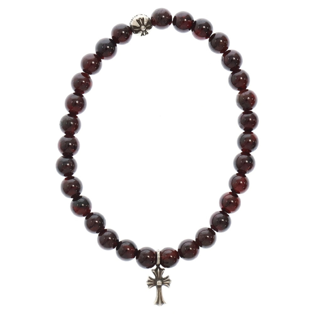 CHROME HEARTS(クロムハーツ) BEAD 6mm CHクロスチャーム ビーズブレスレット ブラウン/シルバー