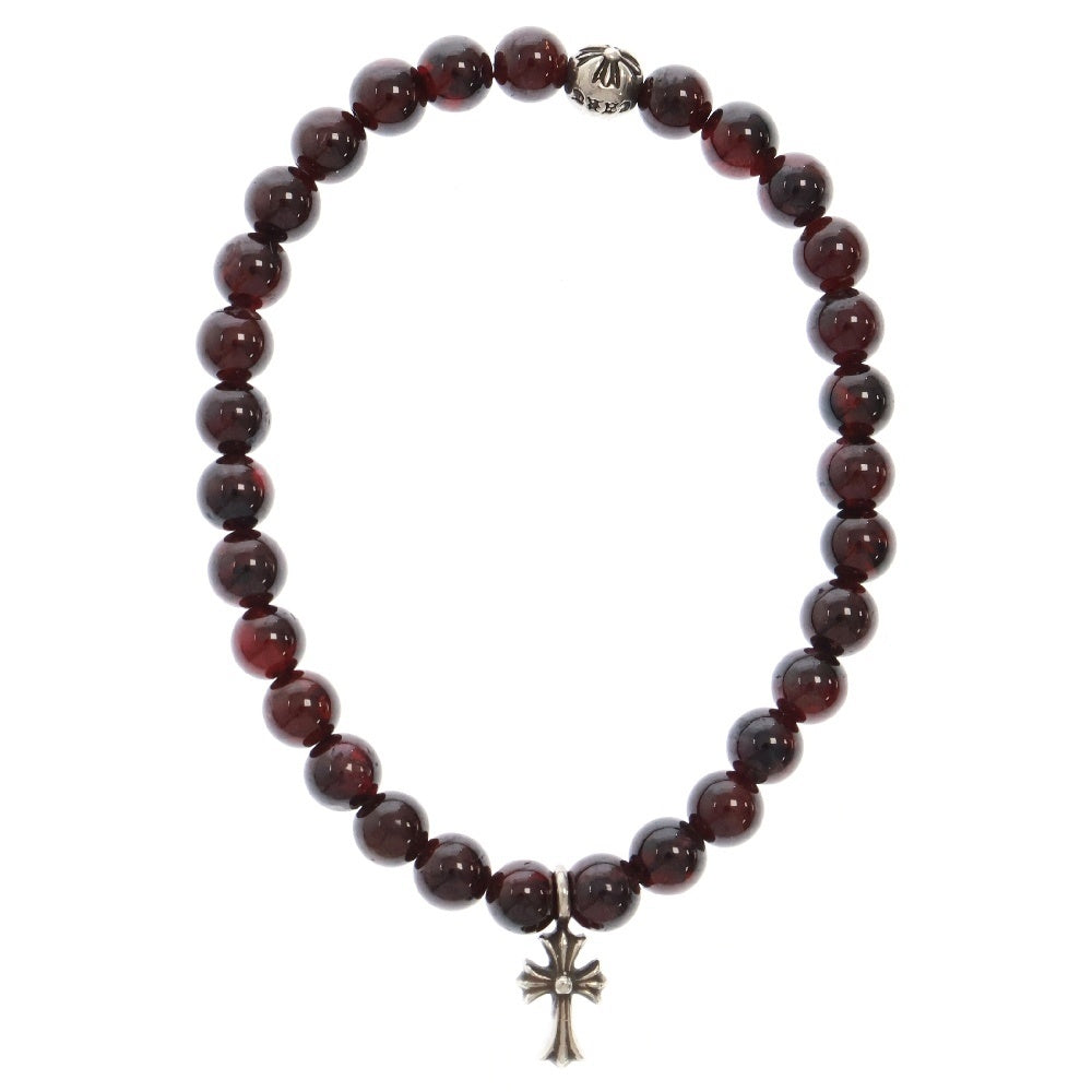 CHROME HEARTS(クロムハーツ) BEAD 6mm CHクロスチャーム ビーズブレスレット ブラウン/シルバー