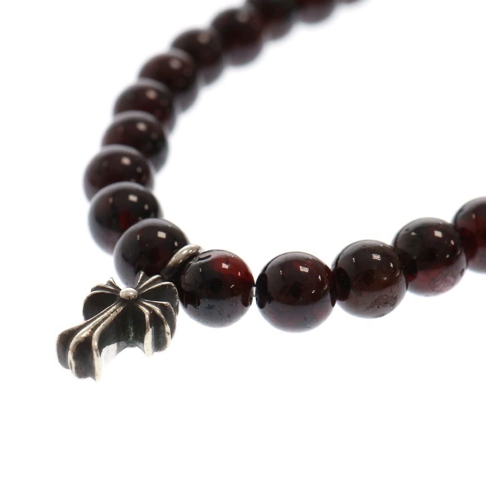 CHROME HEARTS(クロムハーツ) BEAD 6mm CHクロスチャーム ビーズブレスレット ブラウン/シルバー