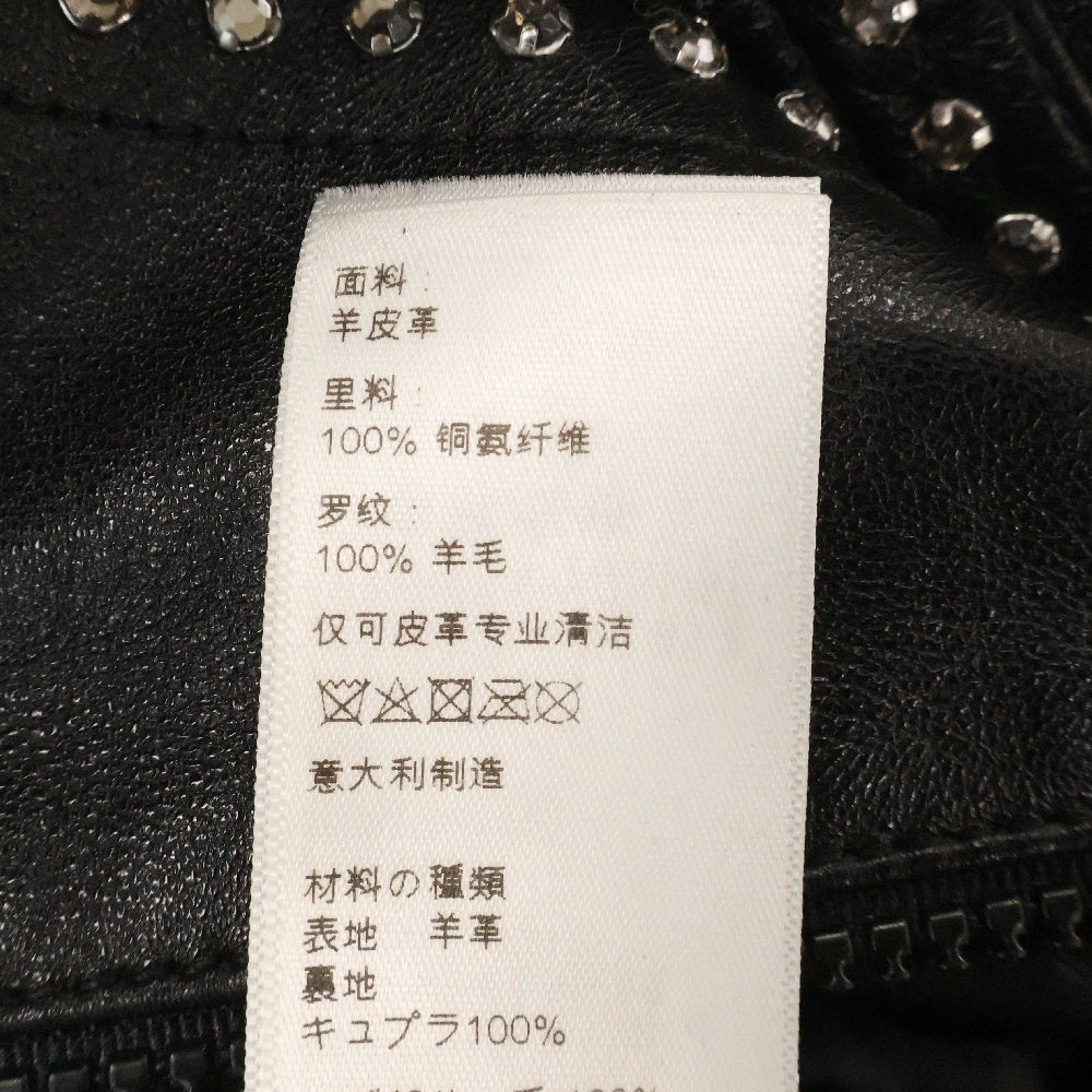 CELINE(セリーヌ) 19SS Rhinestone Lambskin Leather Jacket ラインストーンソフトラムスキンシングルレザージャケット 2E195291?