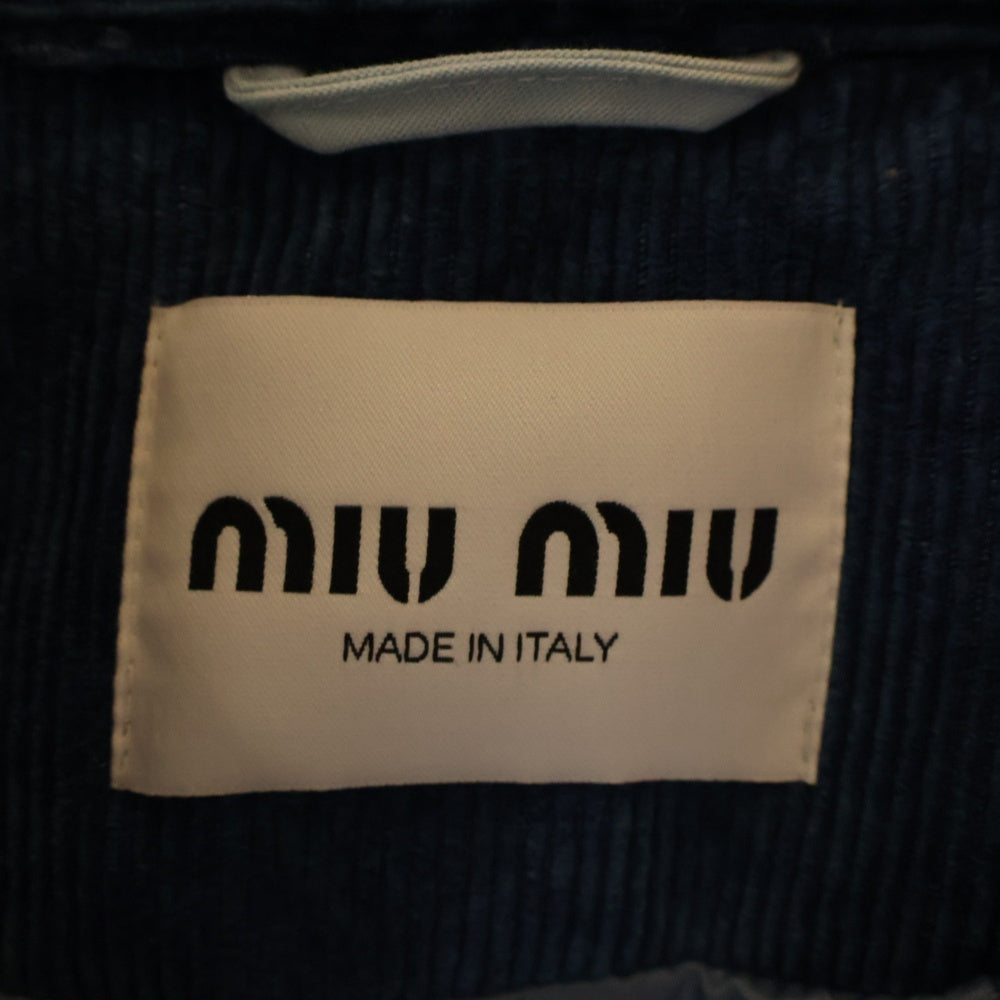 miumiu(ミュウミュウ) ブルー ウォッシュド コーデュロイ ブルゾンジャケット ML1152 S000 16DF インディゴブルー