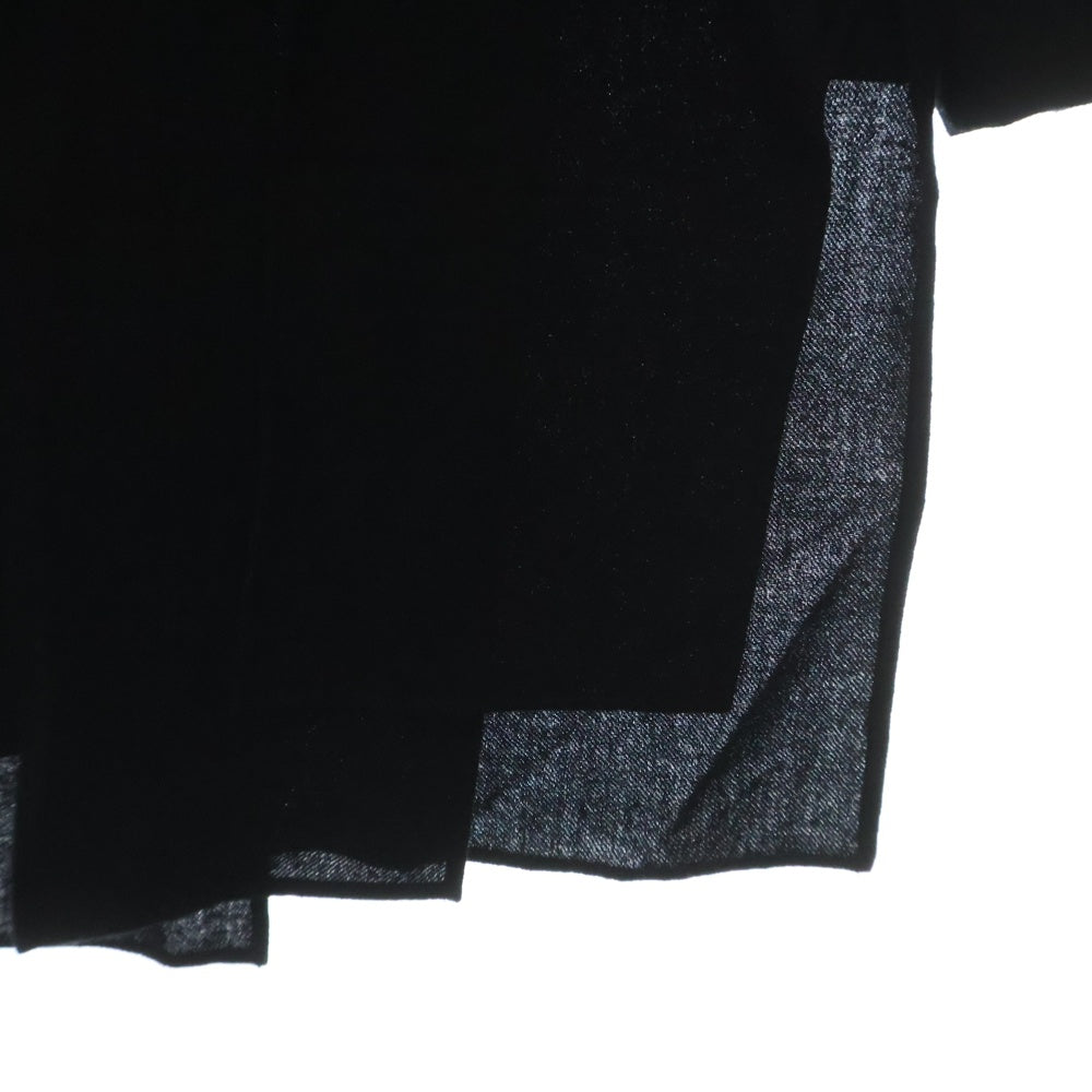 Yohji Yamamoto POUR HOMME(ヨウジヤマモト プールオム) 24AW ドッキング ウール ロングスリーブ長袖シャツ HO-B21-551 ブラック