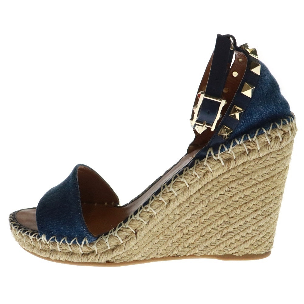 VALENTINO GARAVANI(ヴァレンチノガラヴァーニ) Rockstud Espadrille Wedge Sandals RW2S0090 ロックスタッズ エスパドリーユ デニムサンダル インディゴ