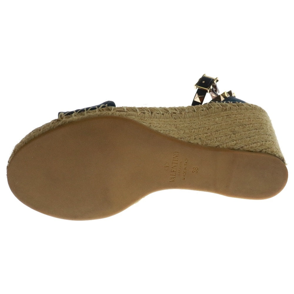 VALENTINO GARAVANI(ヴァレンチノガラヴァーニ) Rockstud Espadrille Wedge Sandals RW2S0090 ロックスタッズ エスパドリーユ デニムサンダル インディゴ