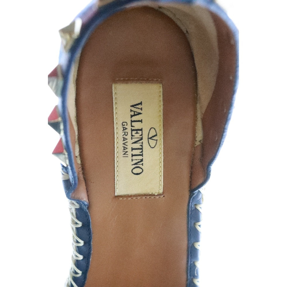 VALENTINO GARAVANI(ヴァレンチノガラヴァーニ) Rockstud Espadrille Wedge Sandals RW2S0090 ロックスタッズ エスパドリーユ デニムサンダル インディゴ