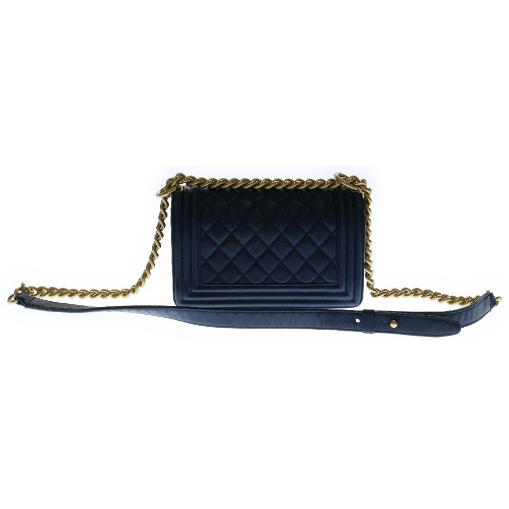 CHANEL(シャネル) Boy Chanel ボーイシャネル 20 マトラッセ ラムスキン ゴールド金具 チェーンショルダーバッグ 24番台 ネイビー