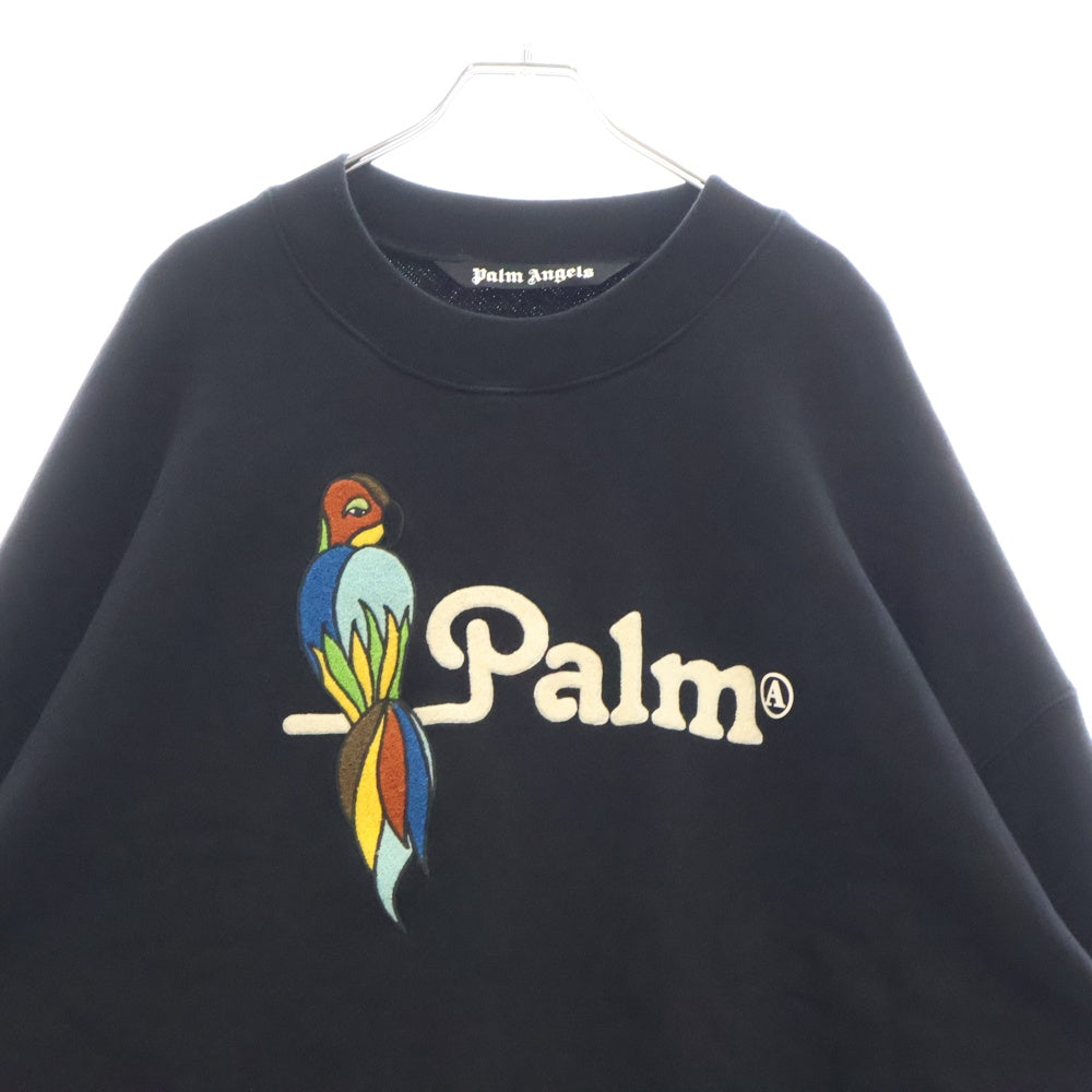 Palm Angels(パームエンジェルス) Parrot ロゴ クルーネック長袖スウェットシャツ PMBA026S22FLE008 ブラック