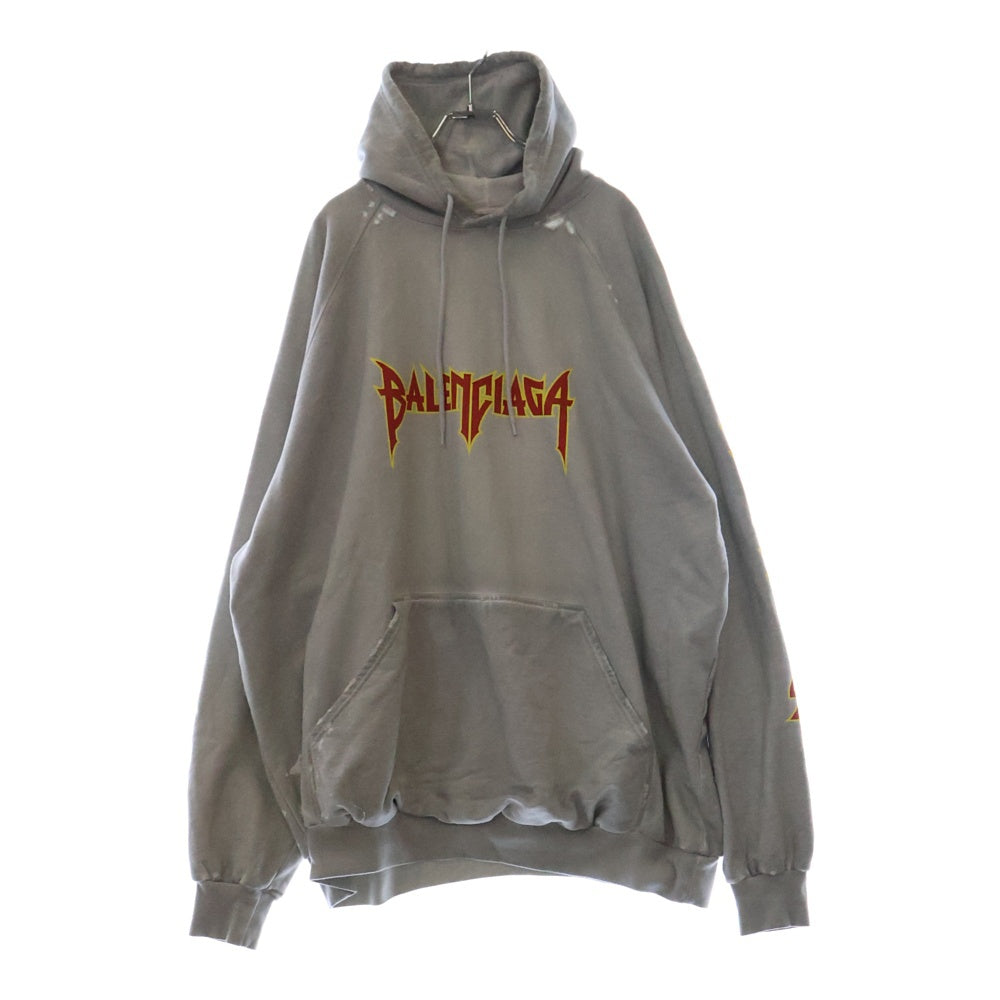 BALENCIAGA(バレンシアガ) 22SS Metal Hoodie Oversized 697879 TMV89 メタルロゴプリントフーディ オーバーサイズプルオーバーパーカー