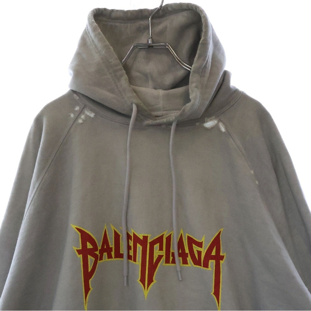 BALENCIAGA(バレンシアガ) 22SS Metal Hoodie Oversized 697879 TMV89 メタルロゴプリントフーディ オーバーサイズプルオーバーパーカー