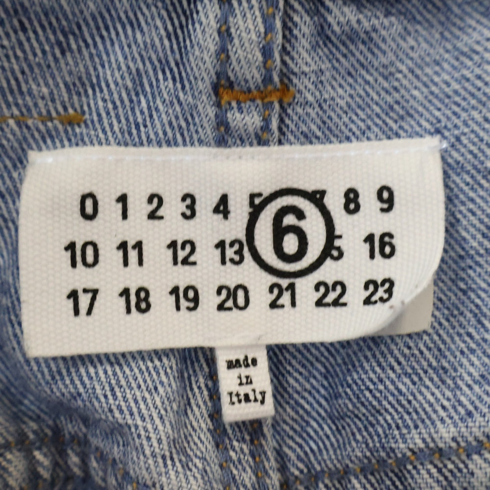 MM6 Maison Margiela(エムエムシックスメゾンマルジェラ) ペイント加工 センターシーム デニムワイドパンツ レディース S52LA0230 S30589 インディゴブルー