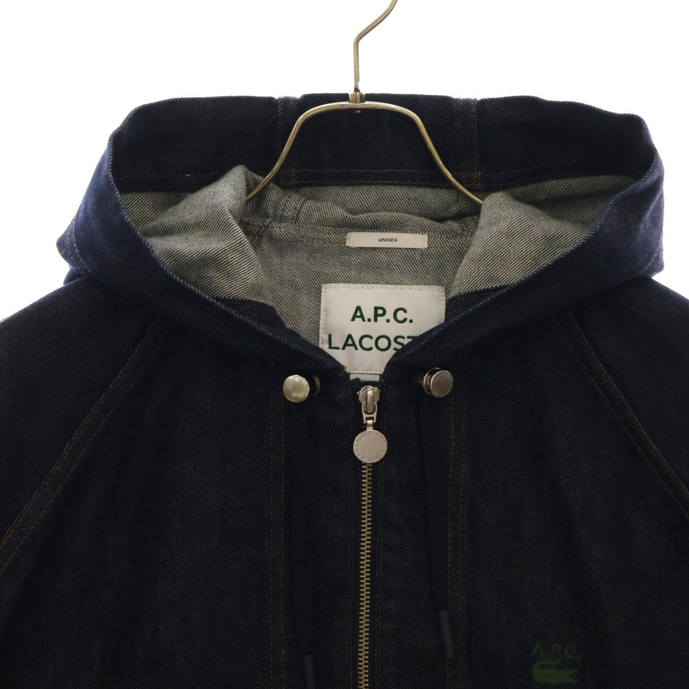 LACOSTE(ラコステ) x A.P.C. Uni Hooded Cotton Denim Jacket ハーフジップ フード付き コットンデニム ジャケット インディゴ BH4561