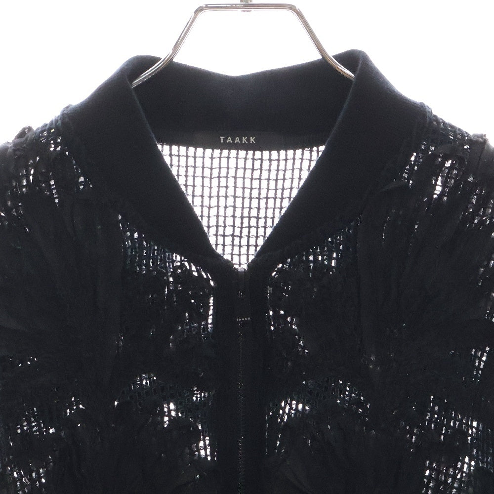 TAAKK(ターク) 25SS MESH EMBROIDERY ZIP BLOUSON BLACK TA25SS-BL007 メッシュエンブロイダリー ジップアップブルゾン ジャケット ブラック