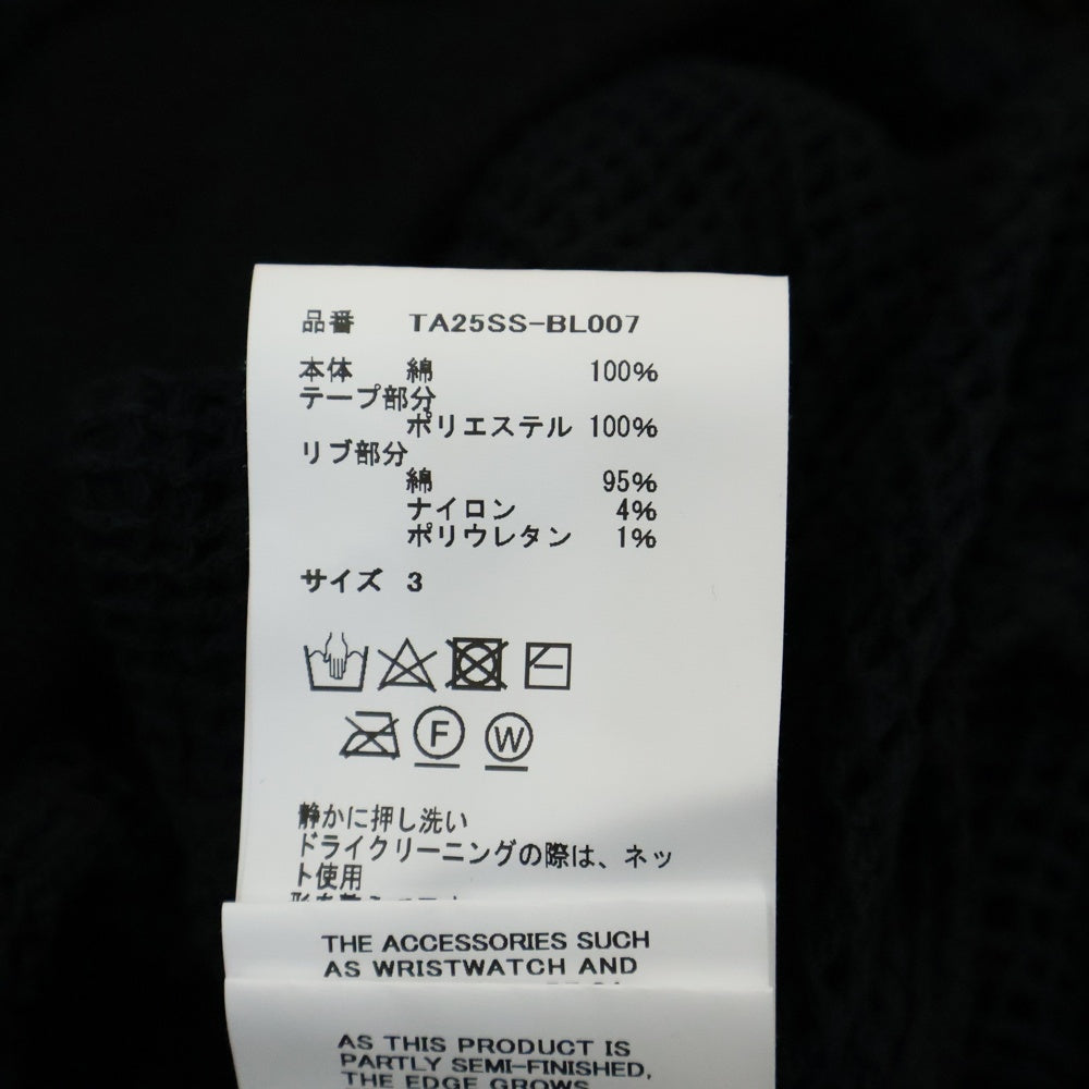 TAAKK(ターク) 25SS MESH EMBROIDERY ZIP BLOUSON BLACK TA25SS-BL007 メッシュエンブロイダリー ジップアップブルゾン ジャケット ブラック