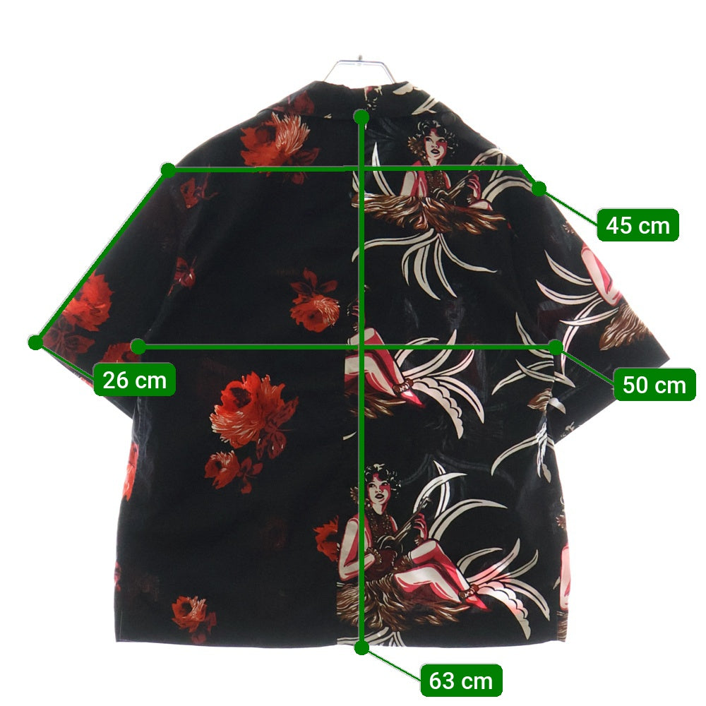PRADA(プラダ) 18AW ラバーロゴ 総柄半袖アロハシャツ ブラック/レッド P433BU