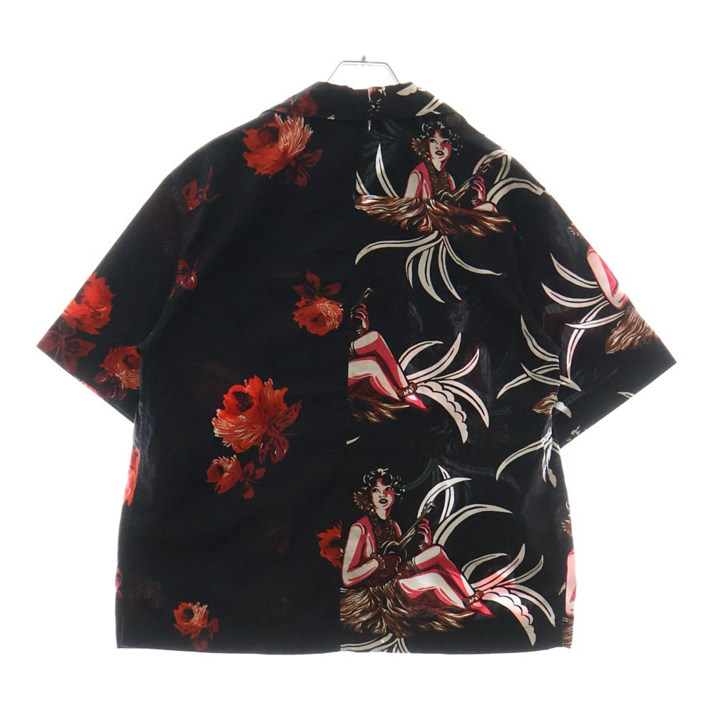 PRADA(プラダ) 18AW ラバーロゴ 総柄半袖アロハシャツ ブラック/レッド P433BU
