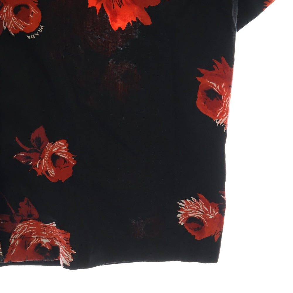 PRADA(プラダ) 18AW ラバーロゴ 総柄半袖アロハシャツ ブラック/レッド P433BU