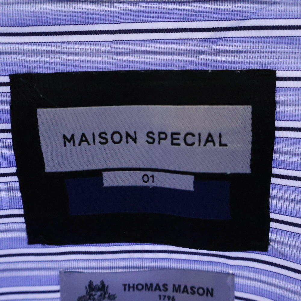 MAISON SPECIAL(メゾンスペシャル ) ストライプデザイン 長袖シャツ ネイビー 11231311217