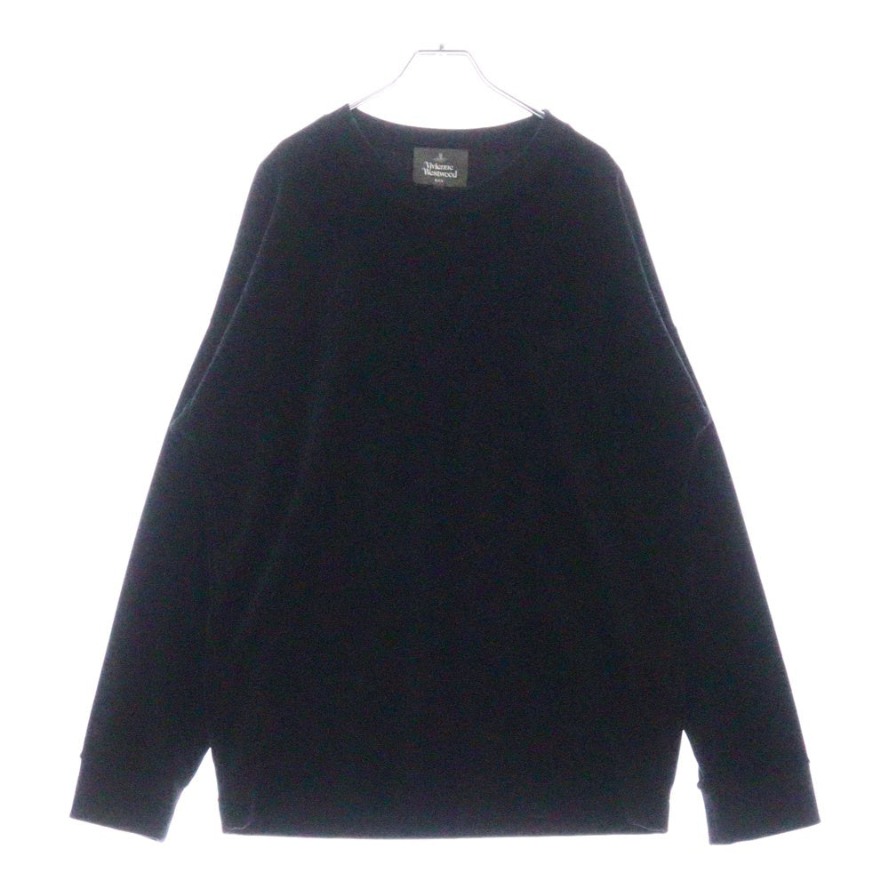 Vivienne Westwood MAN(ヴィヴィアンウエストウッドマン) オーブロゴ クルーネック ベロアスウェットトレーナー ブラック VW-J2-72198