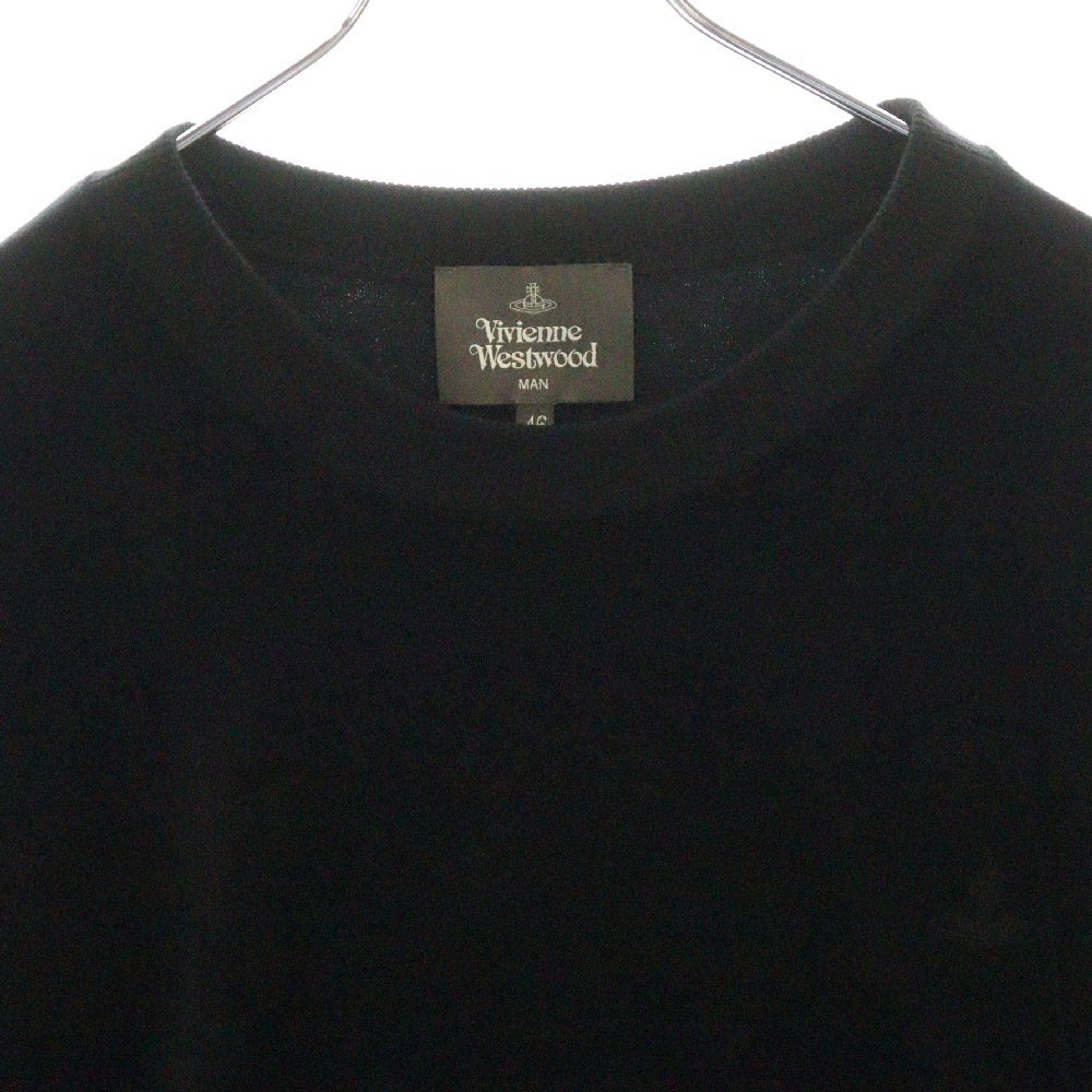 Vivienne Westwood MAN(ヴィヴィアンウエストウッドマン) オーブロゴ クルーネック ベロアスウェットトレーナー ブラック VW-J2-72198