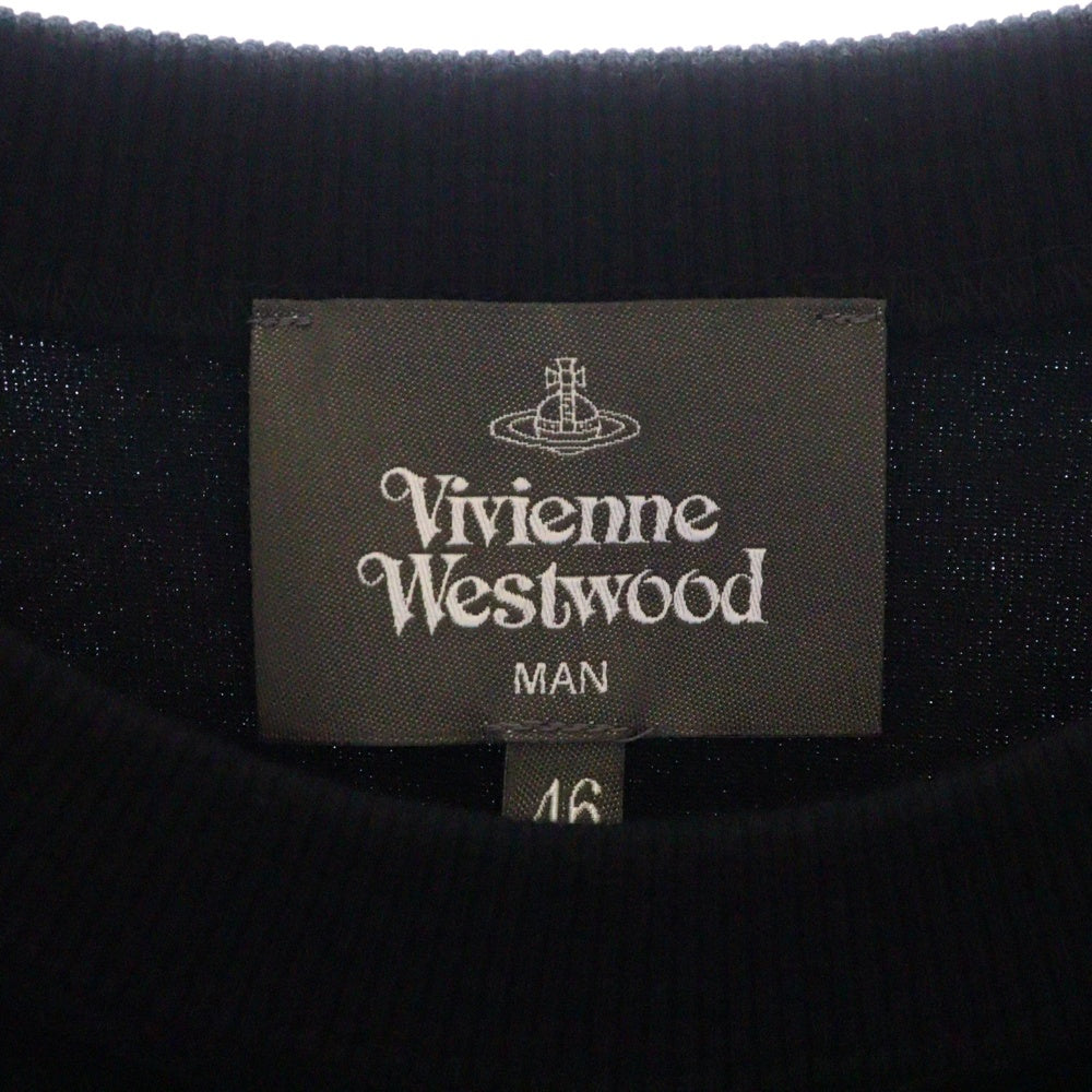 Vivienne Westwood MAN(ヴィヴィアンウエストウッドマン) オーブロゴ クルーネック ベロアスウェットトレーナー ブラック VW-J2-72198