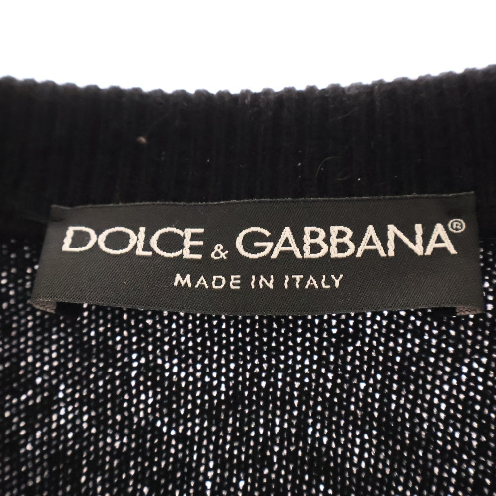 DOLCE & GABBANA(ドルチェアンドガッバーナ) ロゴプレート クルーネックニットセーター ブラック GXO39T