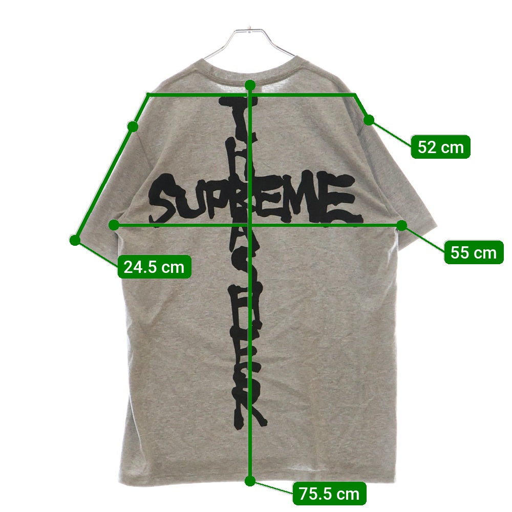 SUPREME(シュプリーム) 24AW ×THRASHER Cross Tee ×スラッシャー クロスプリント 半袖Tシャツ グレー