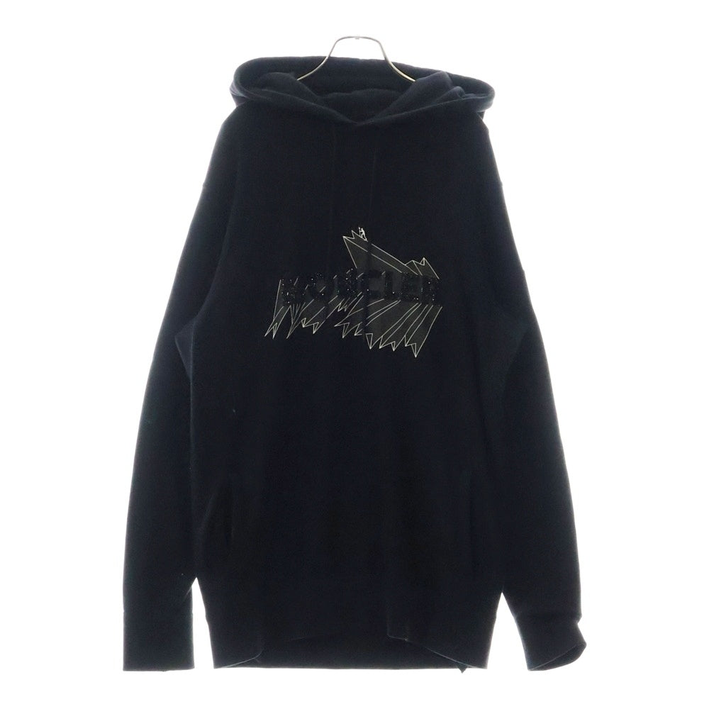 MONCLER GENIUS(モンクレール ジーニアス) 21AW グリッターロゴ プリント プルオーバー スウェットパーカー ブラック G20928G00013