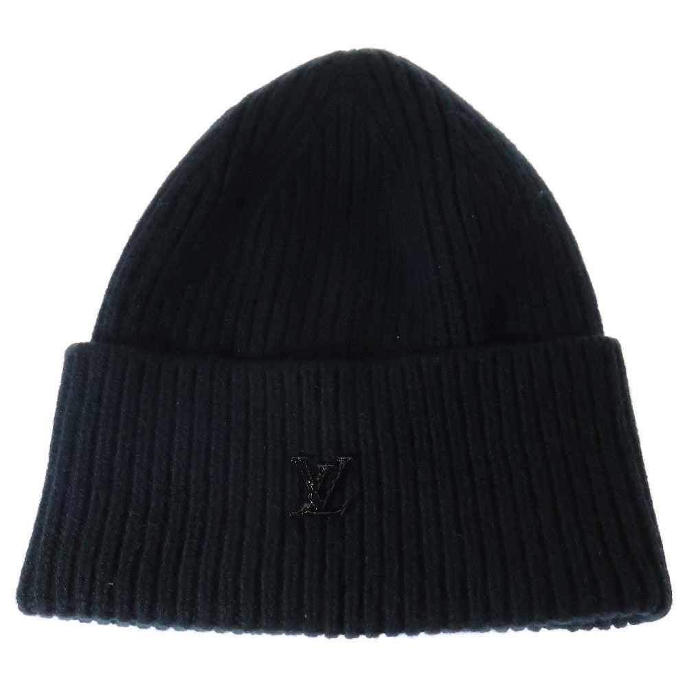 LOUIS VUITTON(ルイヴィトン) LVアヘッド1.1 MP3246 ロゴ プレート ビーニー ニット キャップ ブラック